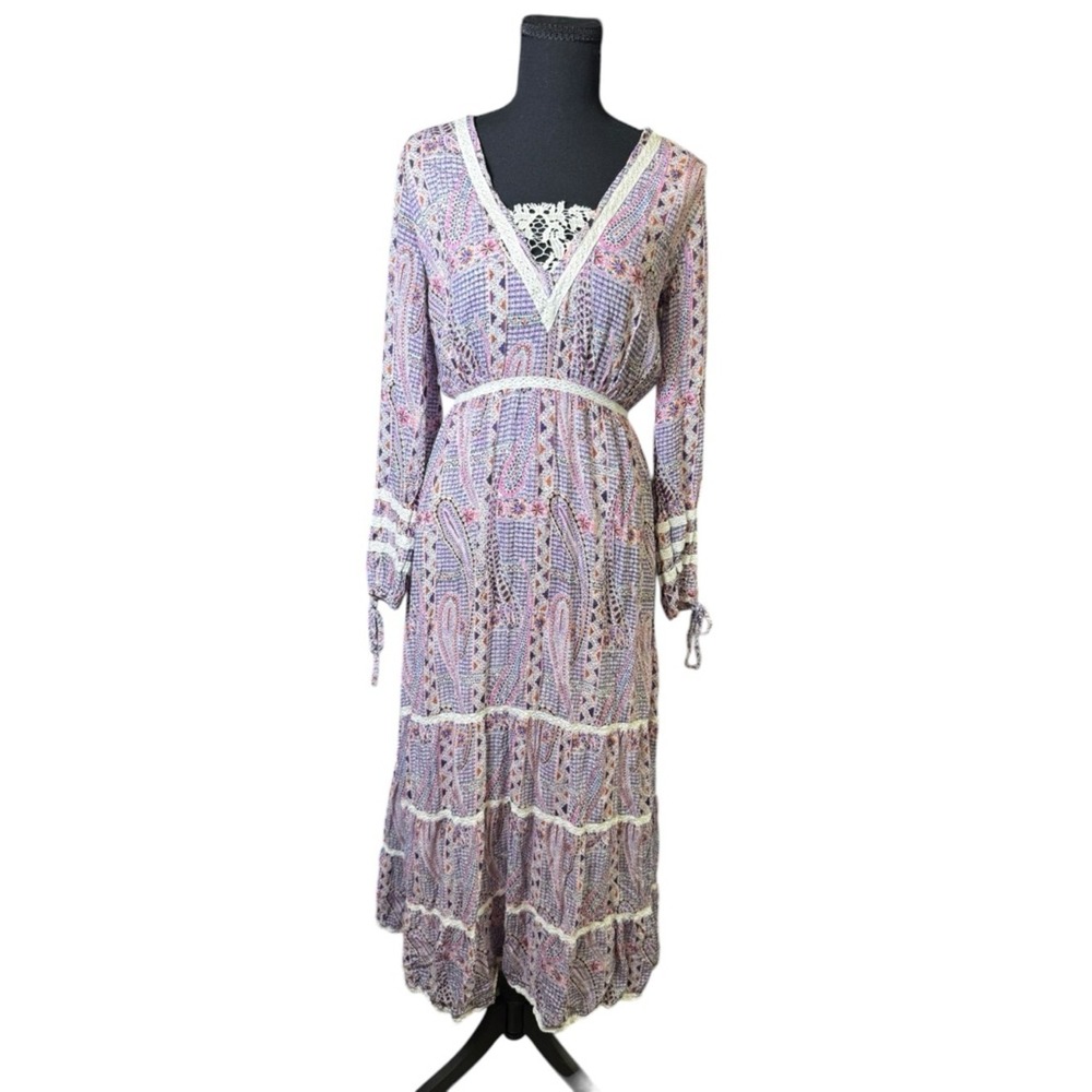 Melissa Odabash Kristen Maxi Dress Women S Pink Like New Paisley Tiered‎ Lace - Picture 4 of 6
